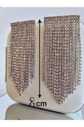 Fenomen Sallantılı Taşlı Gece Abiye Silver Küpe thumbnail 3