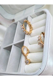 3'lü Zirkon Damla Taşlı Halka Altın Kaplama Gold Renk Çelik Küpe Seti thumbnail 1