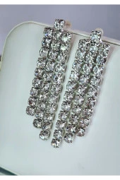 Taşlı Sallantılı Silver Renk Küpe thumbnail 2