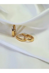 3'lü Klasik Zarif Oval Halka Model Altın Kaplama God Renk Küpe Seti thumbnail 1
