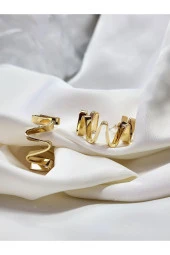 Zikzak Model Halka Altın Kaplama Renk Küpe thumbnail 2