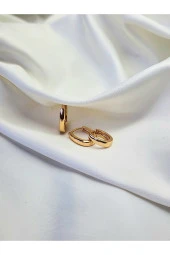 3'lü Klasik Zarif Oval Halka Model Altın Kaplama God Renk Küpe Seti thumbnail 2