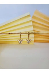 Mickey Mouse Altın Kaplama Çelik Küpe thumbnail 1