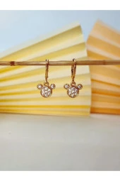 Mickey Mouse Altın Kaplama Çelik Küpe thumbnail 2