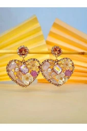 Kalp Çiçek Yaz Model Taşlı Küpe thumbnail 1