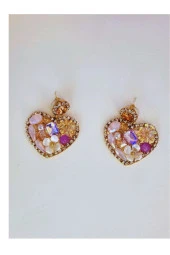 Kalp Çiçek Yaz Model Taşlı Küpe thumbnail 2