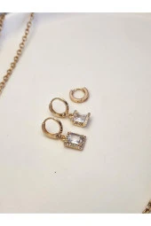 3'lü Baget Model Altın Kaplama Küpe Seti thumbnail 1