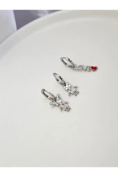 3' Lü Sevgili Çift Kalp Love Çelik Küpe thumbnail 1