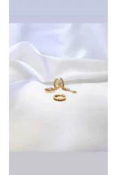 3'lü Ok Baget Figürlü Atın Kaplama Çelik Küpe thumbnail 1