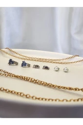 6'lı Çiçek Love Yıldız Model Çelik Küpe Seti thumbnail 2