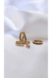 3'lü Ok Baget Figürlü Atın Kaplama Çelik Küpe thumbnail 4