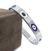 Çelik Kelepçe Bileklik Nazar Boncuklu Model BLZ-521 thumbnail 4