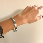 Çelik Kelepçe Bileklik Nazar Boncuklu Model BLZ-521 thumbnail 2