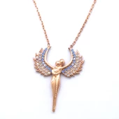 Melek Zirkon Taşlı Rose Gümüş Kolye GK-188 thumbnail 1