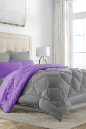 Alla Turca Çift Taraflı Lux Uyku Seti - Tek Kişilik Özel Çantalı MOR-GRİ - 2