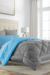 Alla Turca Çift Taraflı Lux Uyku Seti - Çift Kişilik Özel Çantalı TURKUAZ-GRİ - 2