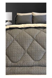 Alla Turca Lux Uyku Seti-Çift Kişilik-Lastikli Çarşaflı 4 Yastık Kılıflı-Özel Çantada Antrasit/krem - 1