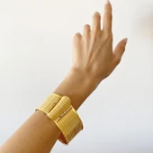 İmitasyon Trabzon Hasırı Altın Kaplama Zirkon Taşlı Kelepçe BLZ-157 thumbnail 2