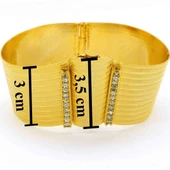 İmitasyon Trabzon Hasırı Altın Kaplama Zirkon Taşlı Kelepçe BLZ-157 thumbnail 4