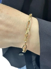 Günlük Hafif Gösterişli İki Renk Hallow Altın Bileklik thumbnail 1