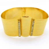 İmitasyon Trabzon Hasırı Altın Kaplama Zirkon Taşlı Kelepçe BLZ-157 thumbnail 1