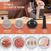 Robx R10 Çok Fonksiyonlu Içli Köfte Sosis Yapma & Salata Peynir Doğrama Dilimleme Makinası - 4