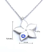 Nazar Boncuklu Çiçek Gümüş Kolye GK-211 thumbnail 4