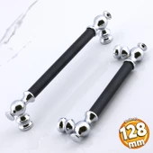 Arya 128 mm Krom Siyah Metal Mobilya Çekmece Mutfak Dolap Dolabı Kapak Kulbu Kulpları Kulpu 128 mm - 1