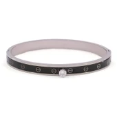 Çelik Kelepçe Bileklik Tek Taşlı Siyah Şerit BLZ-480 thumbnail 1