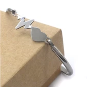 Çelik Kelepçe Bileklik Kalp Atışı Detaylı BLZ-491 thumbnail 3