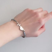 Çelik Kelepçe Bileklik Kalp Atışı Detaylı BLZ-491 thumbnail 2