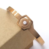 316l Çelik Rose Zirkon Tek Taşlı Spor Kelepçe - 2