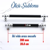 Arya 288 mm Krom Siyah Metal Mobilya Çekmece Mutfak Kapak Kulbu Dolap Dolabı Kulpları Kulpu 28.8 cm thumbnail 2