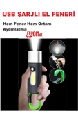 USB ŞARJLI EL FENERİ HEM FENER HEM ORTAM AYDINLATMA KANCALI FLAŞÖR KAMP , CEP , KAMP ÇANTASI ,LAMBA - 1