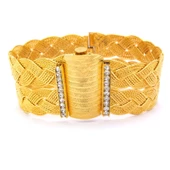 İmitasyon Trabzon Hasırı Altın Kaplama Örgü Kelepçe BLZ-108 thumbnail 1