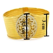 İmitasyon Trabzon Hasırı Altın Kaplama Zirkon Taşlı Kelepçe BLZ-146 - 5