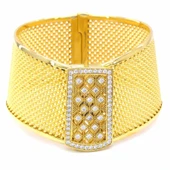 İmitasyon Trabzon Hasırı Altın Kaplama Zirkon Taşlı Kelepçe BLZ-202 thumbnail 4