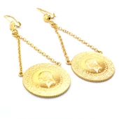 Altın Kaplama Küpe Tam Altınlı Sallantılı Model UNK-741 thumbnail 5