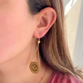 Altın Kaplama Küpe Tam Altınlı Sallantılı Model UNK-741 thumbnail 2