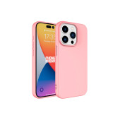 İphone 15 PRO  Uyumlu İçi Kadife Süet Yumuşak Liquid Silikon Lansman Kılıf PEMBE - 1