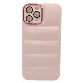 Apple İphone 12 PRO Uyumlu Puffer Silikon Kılıf Kamera Koruma Lens Korumalı Parlak Telefon Kılıfı PEMBE - 1