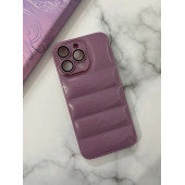 Apple İphone 12 PRO MAX Uyumlu Puffer Silikon Kılıf Kamera Koruma Lens Korumalı Parlak Telefon Kılıfı MOR - 3