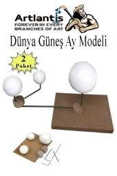 Güneş Dünya Ay Modeli 2 Paket Gezegen Maketi Deney Seti Güneş Sistemi Modeli Okul Ders Deney Seti Kendin Yap - 1