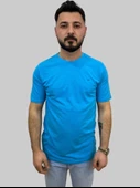 Erkek Sport Sıfır Yaka Turkuaz Tişört - 1