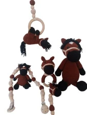 Benekli At Yenidoğan Seti Amigurumi Organik Oyuncak - 1