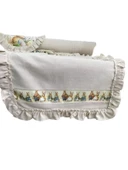 Keten, Bohem, Fırfırlı, Vintage, 4 Adet Amerikan Servis ve Fırfırlı Runner Tavşan Set thumbnail 2