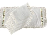 Keten, Bohem, Fırfırlı, Vintage, 4 Adet Amerikan Servis ve Fırfırlı Runner Tavşan Set thumbnail 1