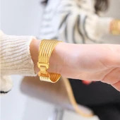 Kaburga Bilezik 22 Ayar Altın Kaplama Hasır Kelepçe BLZ-538 thumbnail 6