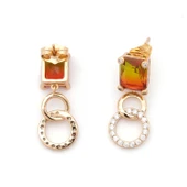 Altın Kaplama Küpe Renkli Zirkon Taşlı Sallantılı Küpe UNK-646 thumbnail 1