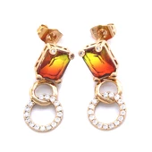 Altın Kaplama Küpe Renkli Zirkon Taşlı Sallantılı Küpe UNK-646 thumbnail 4